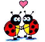 A gif of two ladybugs dancing.