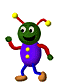 A gif of cartoon bug jumping up and down.